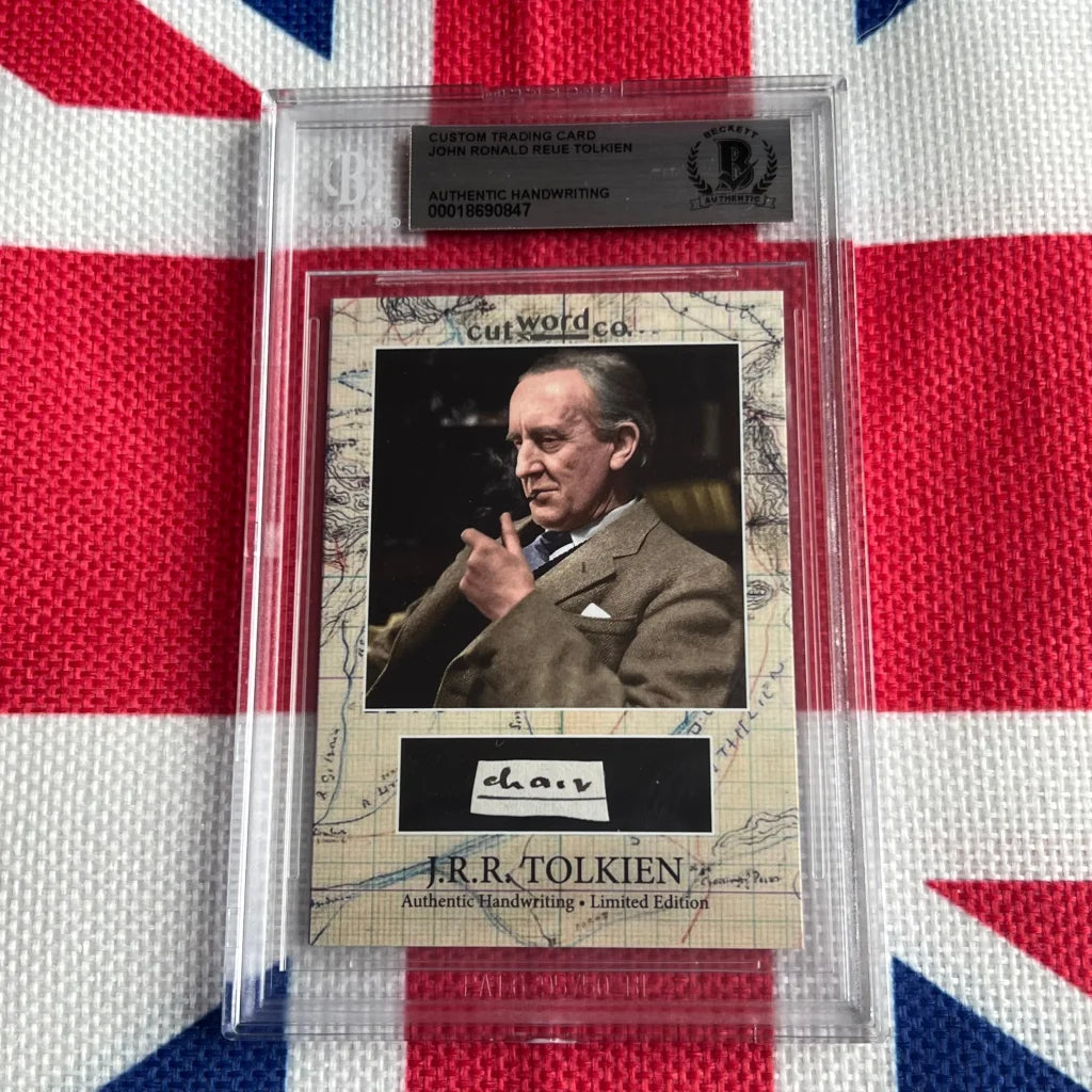 Authentic piece of J.R.R. Tolkien handwriting collectible with encapsulated word