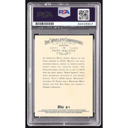 Authentic Post Malone signed trading card with biography in PSA graded collectible