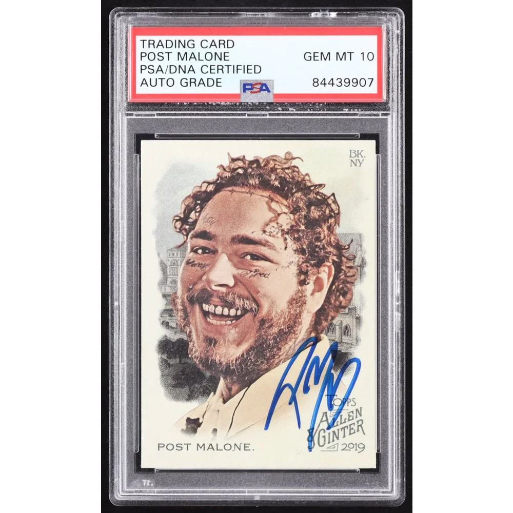 Authentic Post Malone signed trading card PSA graded collectible for fans and collectors