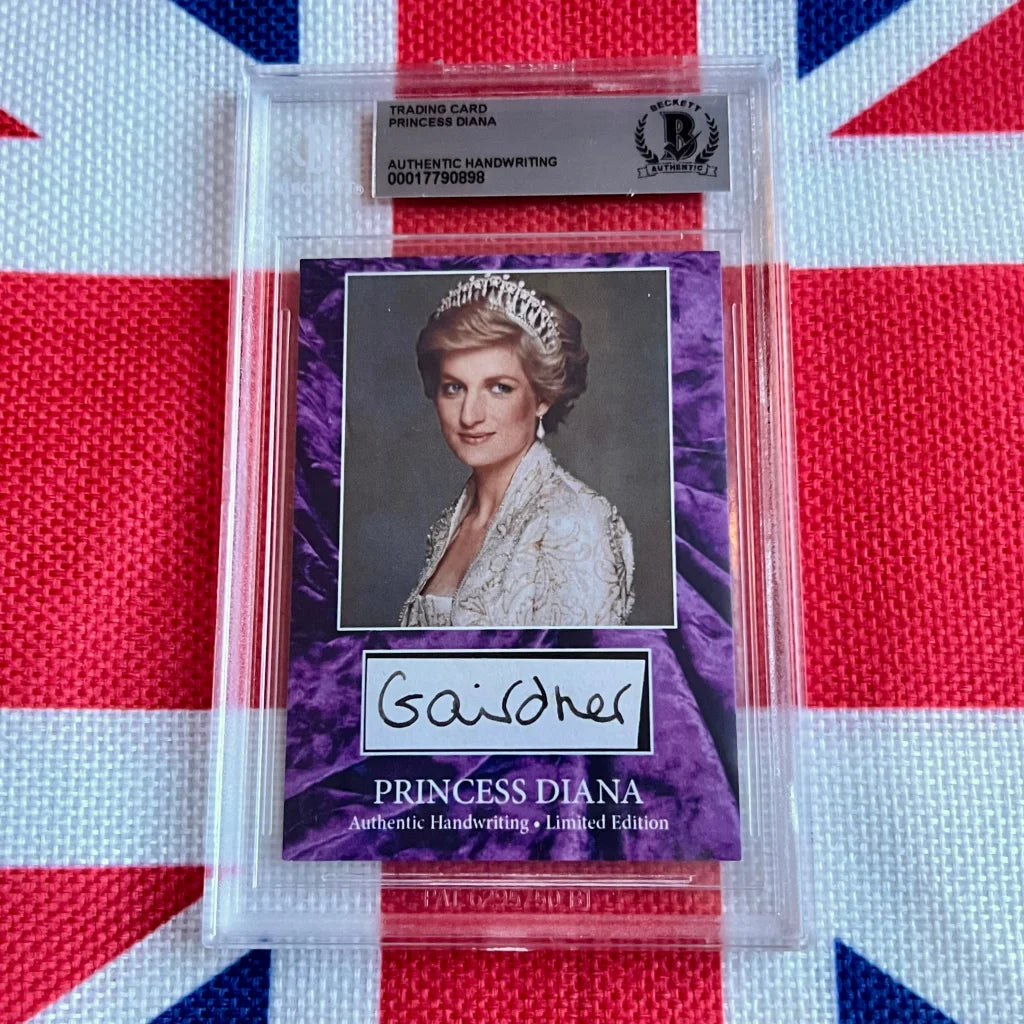 Purple Princess Diana handwritten letter trading card with authentic piece