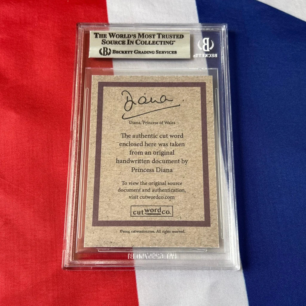 Graded authentic Princess Diana handwritten letter piece for trading cards