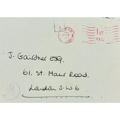 Authentic princess diana handwritten letter piece with vintage envelope and postmark