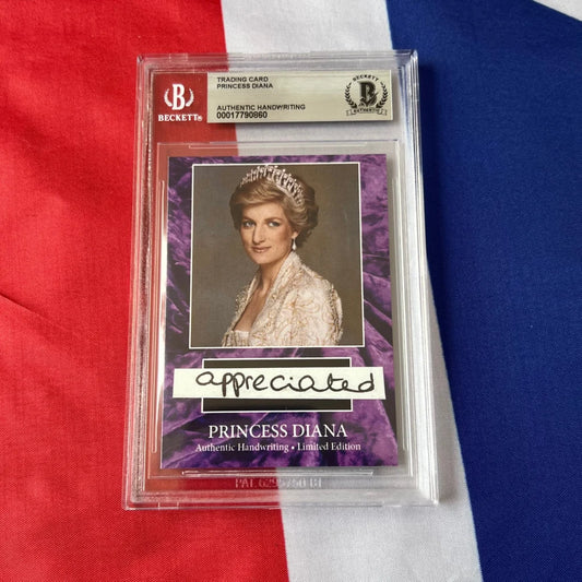 Beckett-graded Princess Diana trading card with authentic handwritten letter piece
