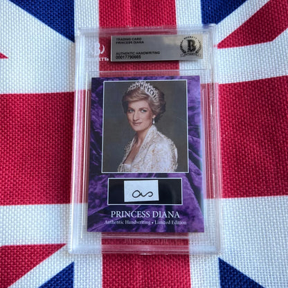 Princess Diana handwritten letter trading card with purple background