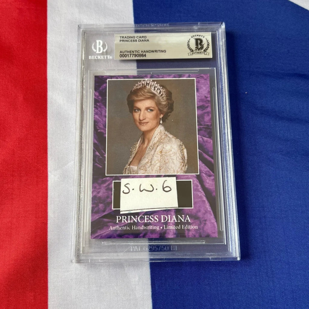 Graded trading card featuring Princess Diana’s authentic handwritten letter piece