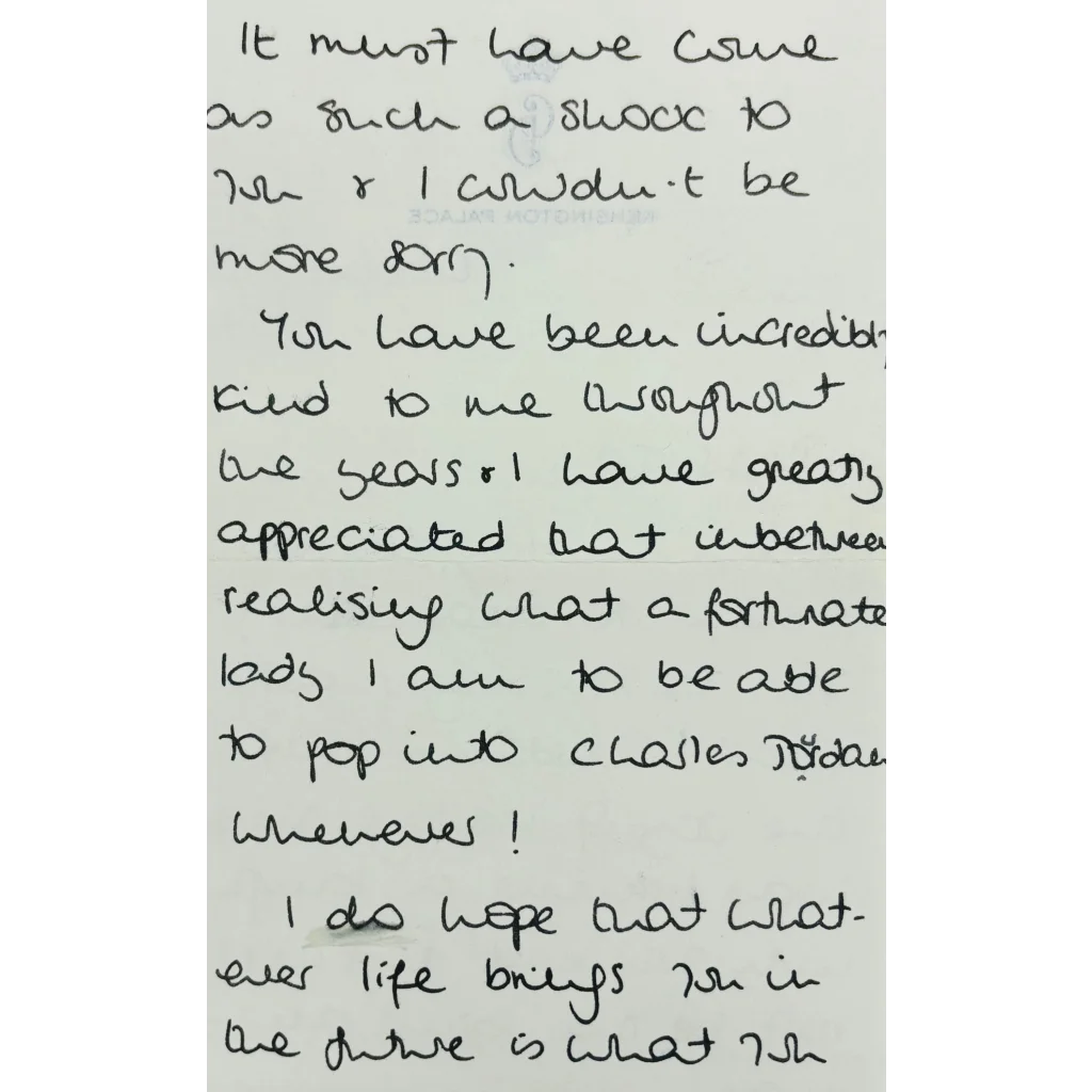 Authentic Princess Diana handwritten letter note on paper for trading cards