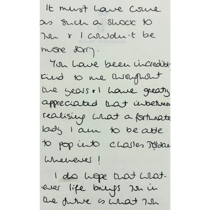 Authentic Princess Diana handwritten letter note on paper for trading cards