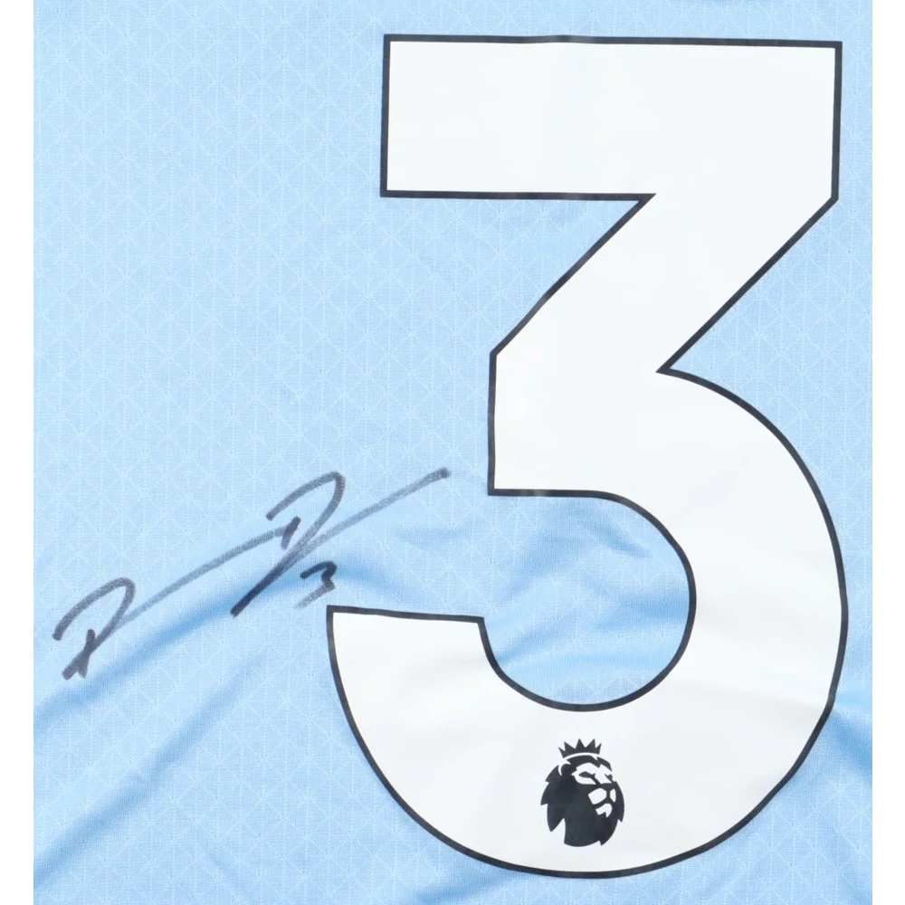 Light blue Puma jersey with Ruben Dias autograph and number 3 from Manchester City