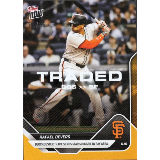 Authentic Rafael Devers Giants Baseball Trading Card with COA showing front view