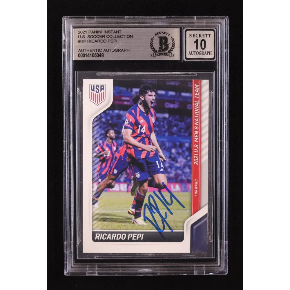 Authentic Ricardo Pepi signed USA soccer card with BGS grade and autograph