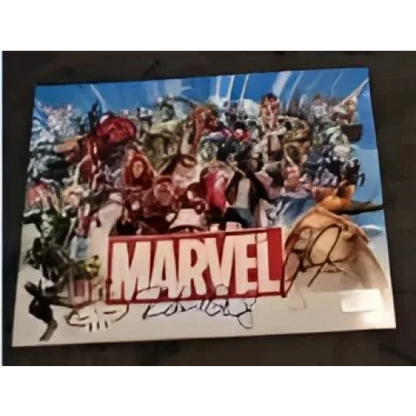 Signed Marvel Comics poster featuring Robert Downey Jr and Jon Bernthal 8x10 photo