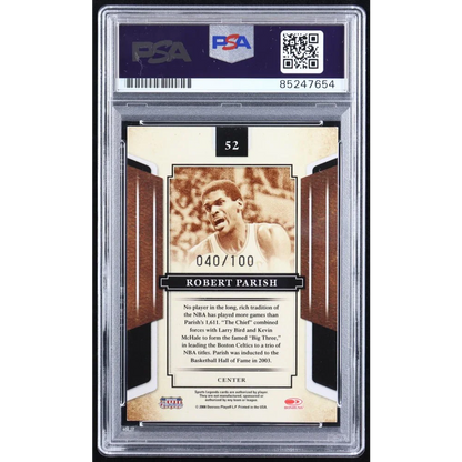 Graded Robert Parish basketball trading card from Authentic Robert Parish Signed Basketball Card PSA Certified HOF