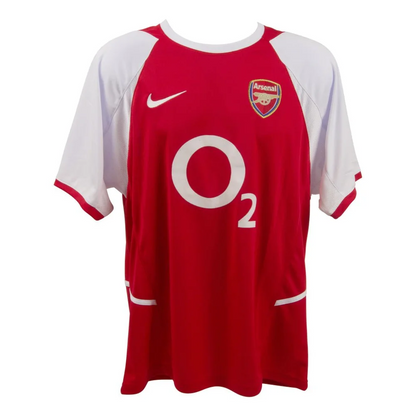 Authentic Robert Pires signed red and white soccer jersey with sponsor logo