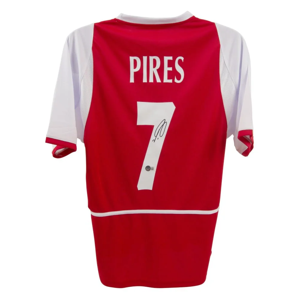 Authentic Robert Pires signed red soccer jersey with Beckett COA and autographed number 7
