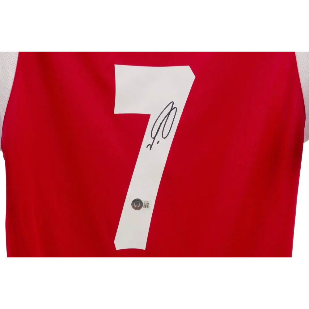 Authentic Robert Pires signed red soccer jersey with white number 7 and Beckett COA