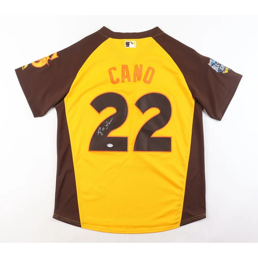 Authentic Robinson Cano signed jersey with PSA DNA certificate in yellow and brown colors