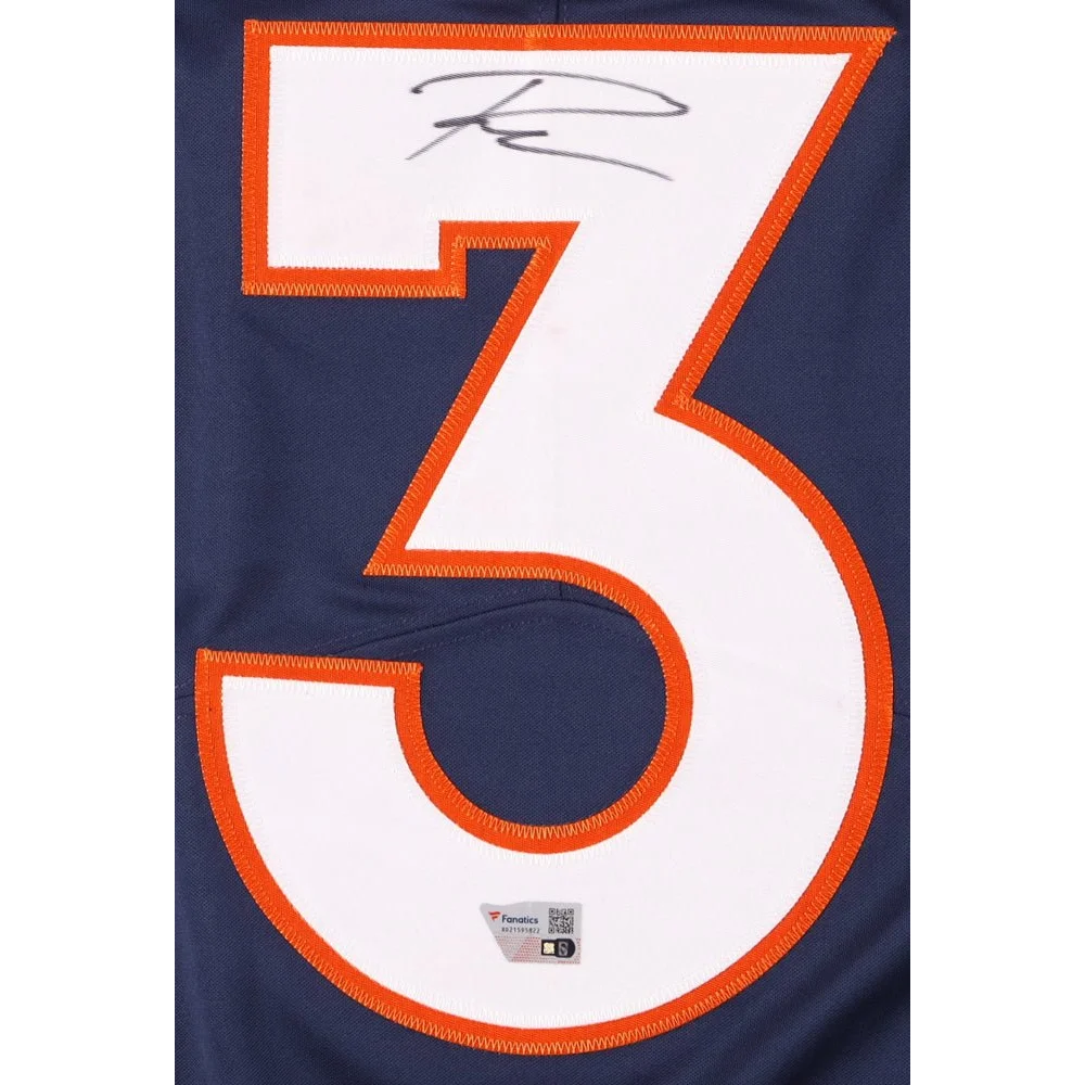 Russell Wilson signed Broncos jersey with Fanatics hologram and orange trim details