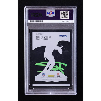 Authentic Russell Wilson signed graded football trading card for collectors