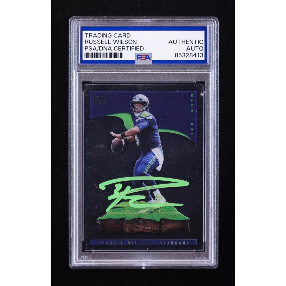 Russell Wilson signed graded football trading card with authentic autograph for collectors