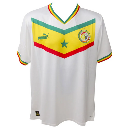 White Sadio Mane signed Senegal jersey with green yellow red chevron design