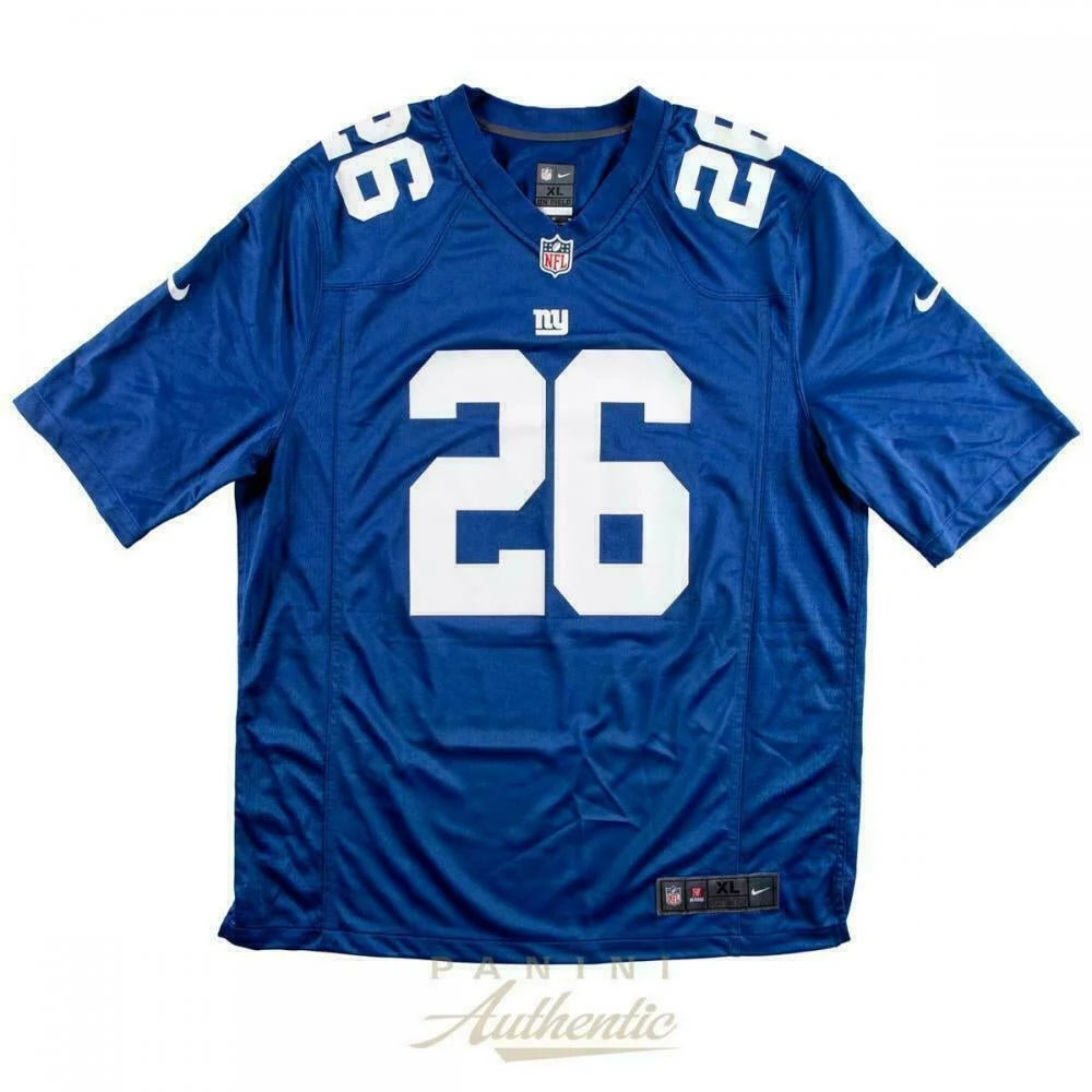Blue New York Giants Saquon Barkley #26 jersey with official COA for fans