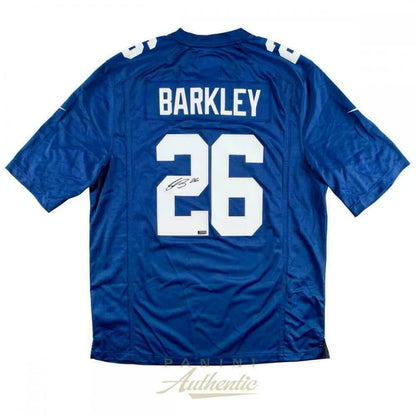 Blue Saquon Barkley Giants jersey with 26 and signature, official COA included