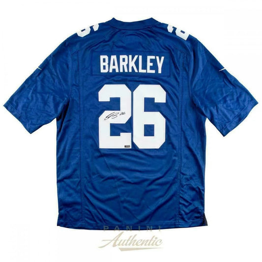Blue Saquon Barkley Giants jersey with 26 and signature, official COA included