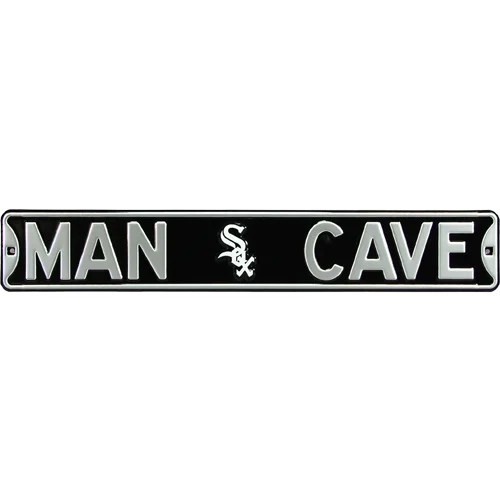Authentic Street Signs Chicago White Sox man cave steel sign with black and white design and silver logo