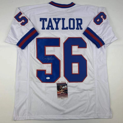 White TAYLOR 56 custom jersey signed by a pro athlete with authenticity tags for sports fans