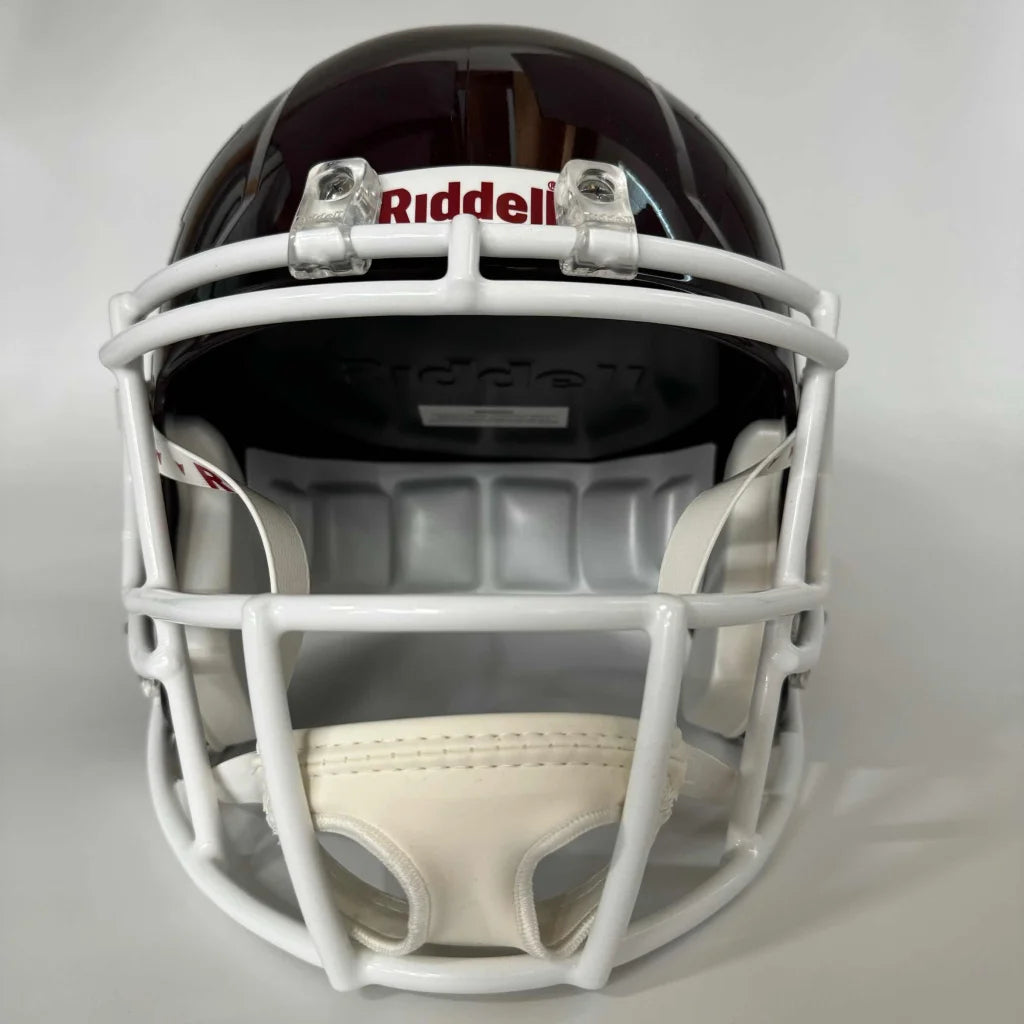 Texas A&M Riddell football helmet with facemask and chinstrap