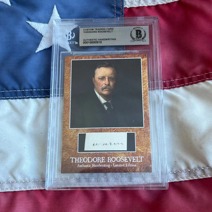 Authentic Theodore Roosevelt framed trading card in protective case