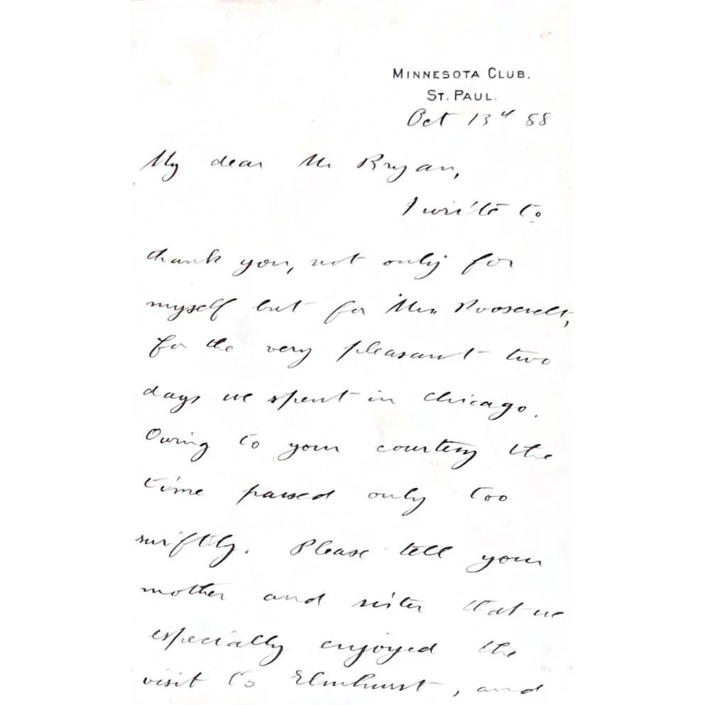 Vintage handwritten letter on aged paper featuring authentic Theodore Roosevelt words