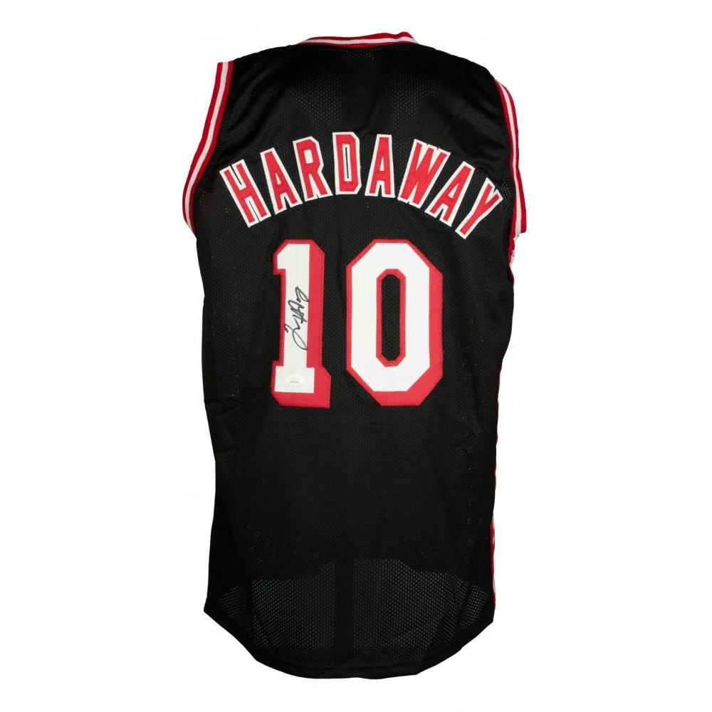 Authentic Tim Hardaway signed black basketball jersey with red and white trim and JSA COA