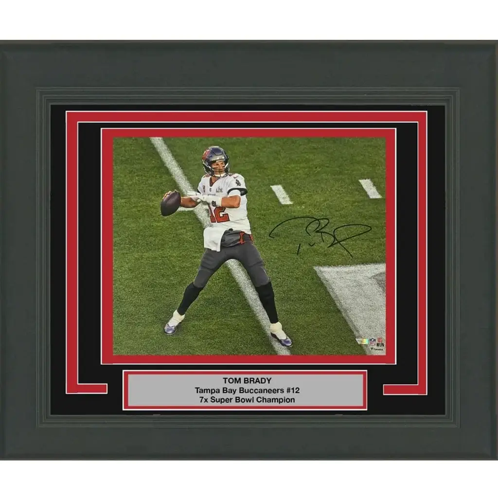 Signed Tom Brady Buccaneers photo with custom jersey vibes