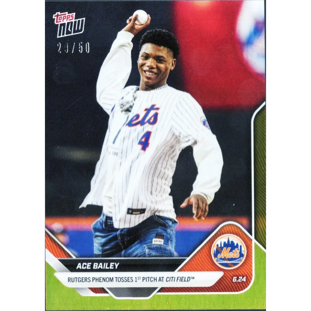 Authentic Topps Now Ace Bailey baseball trading card with third-party authentication