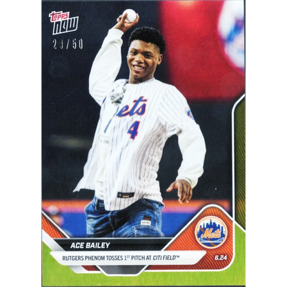 Authentic Topps Now Ace Bailey baseball trading card with third-party authentication