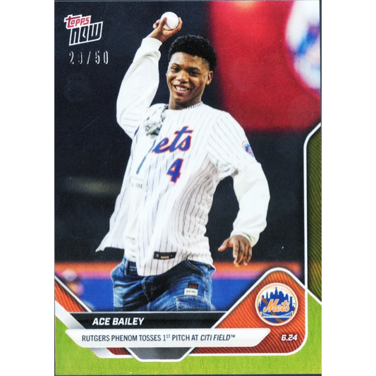 Authentic Topps Now Ace Bailey baseball trading card with third-party authentication