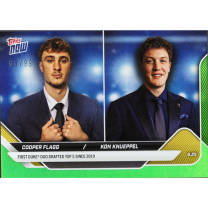 Authentic Topps Now dual player sports card with two young men in suits