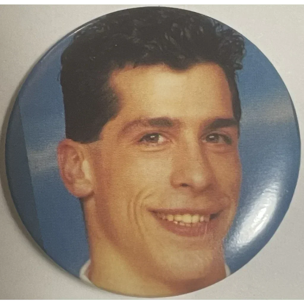 Smiling Danny Wood headshot on a circular pin, perfect for Vintage NKOTB fans