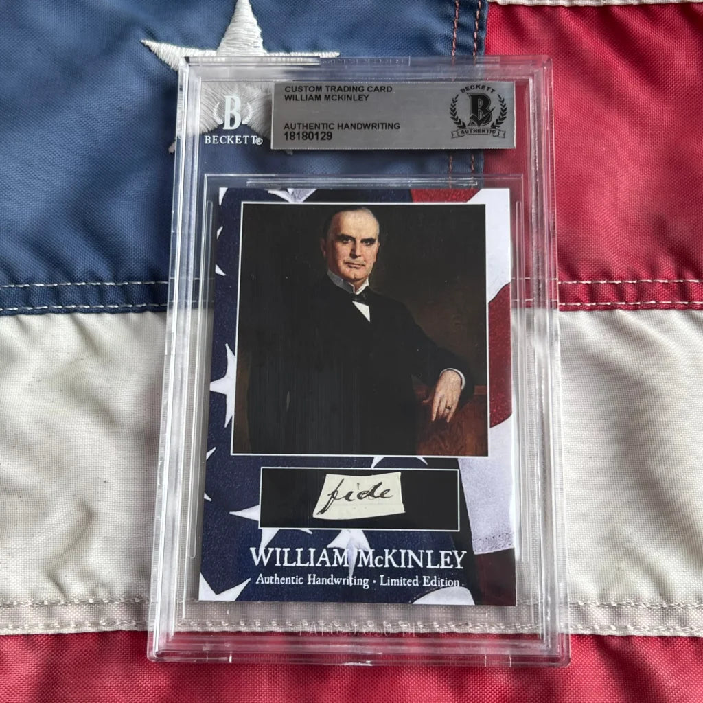 William McKinley collectible card with authentic handwriting from the mckinley words dropdown menu