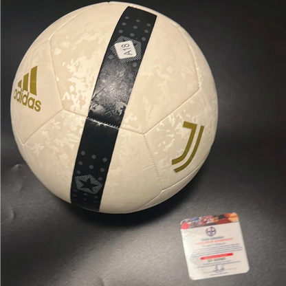 Autographed Adidas Soccer Ball with COA Juventus gold lettering featuring cream and black design