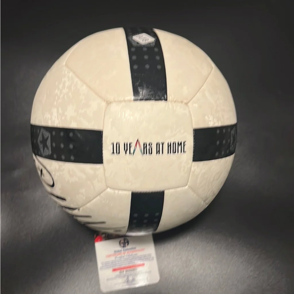 Autographed Adidas Soccer Ball with COA Juventus Gold Lettering showing white and black pattern