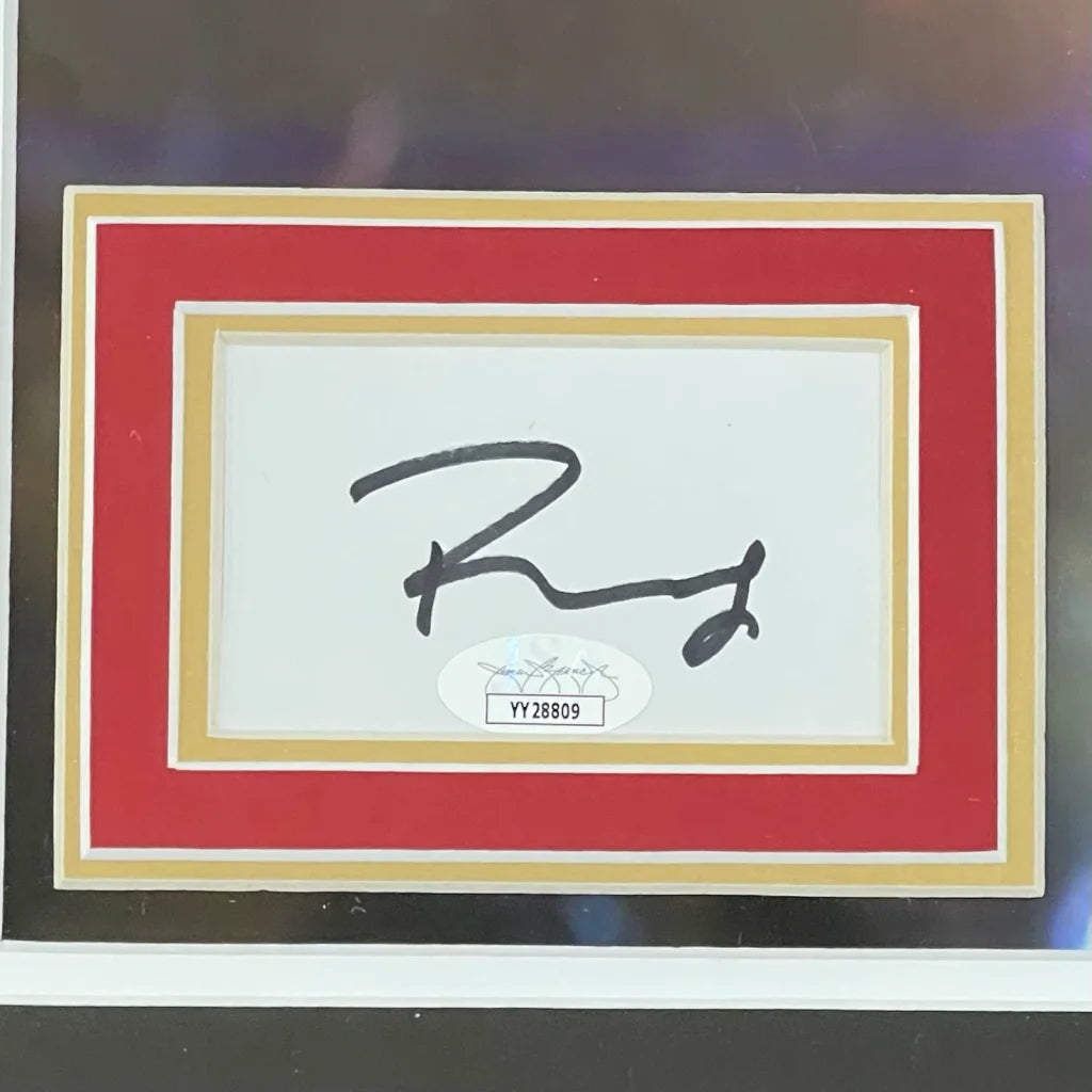 Red and gold framed autographed Avengers Endgame Snap Deluxe Poster