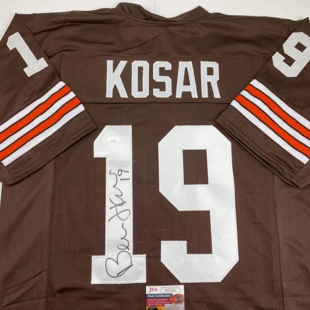 Autographed Bernie Kosar custom jersey from Cleveland Browns era