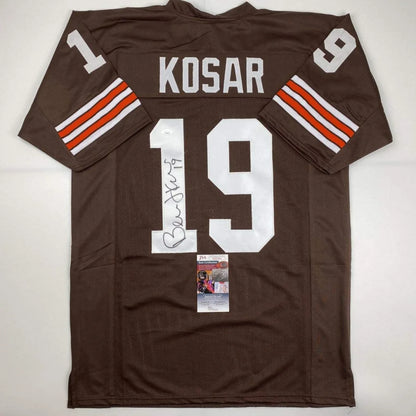 Brown Cleveland Browns custom jersey signed by Bernie Kosar