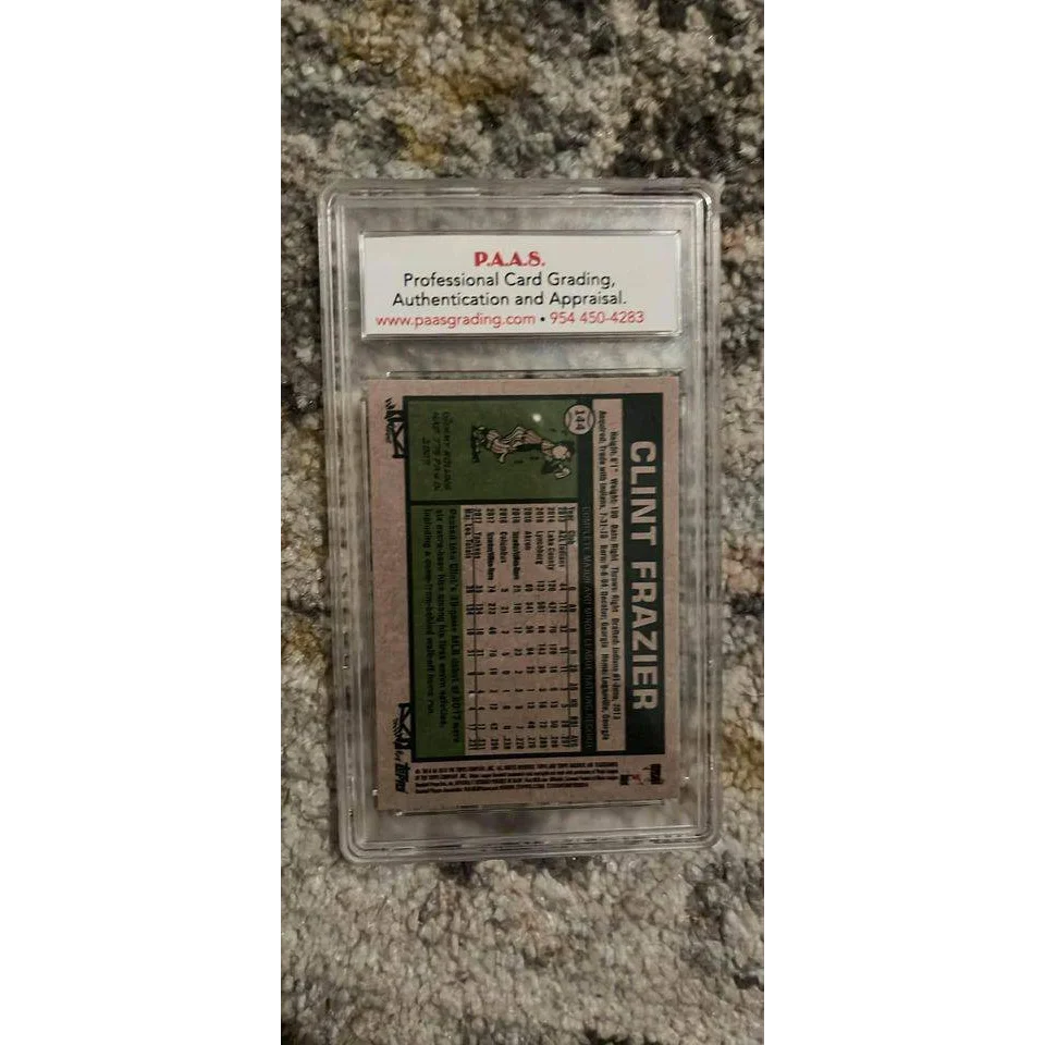 Autographed Clint Frazier card in clear protective case for baseball fans