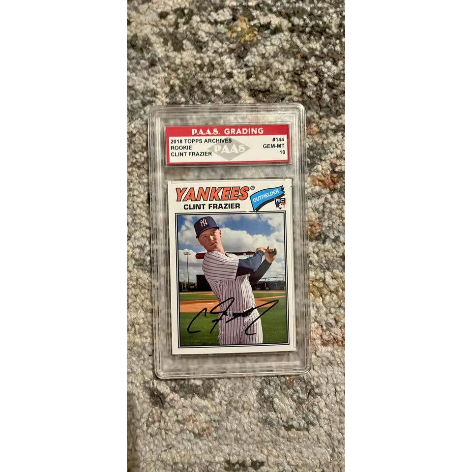 Autographed Clint Frazier baseball card graded in protective case for collectors