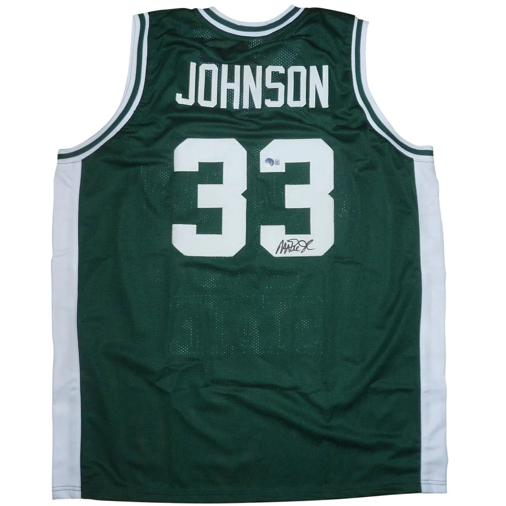 Autographed Michigan State Magic Johnson jersey #33, green with white lettering