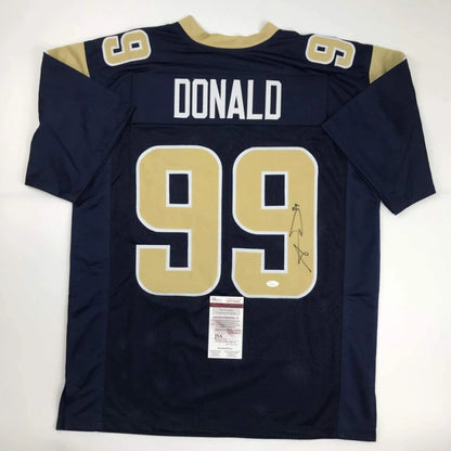Aaron Donald signed Rams jersey navy blue football jersey from professional sports league