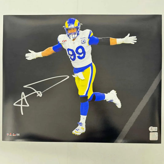 Autographed Aaron Donald Los Angeles LA Rams 16x20 Football Photo JSA COA #7 | Hall of Fame Sports Memorabilia | vintageantiquesgifts.com